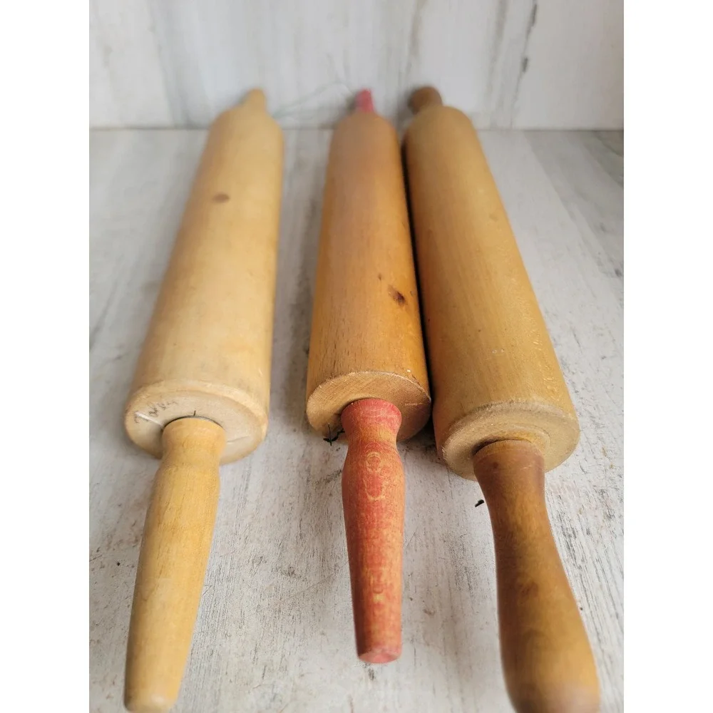Vintage baking‎ wooden rolling pin accessory kitchen set home decor